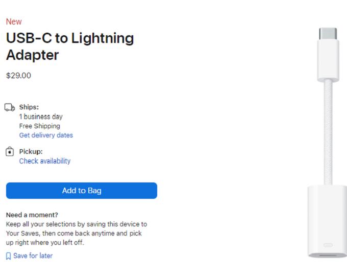 Фирменный переходник Apple с Ligntning на USB Type