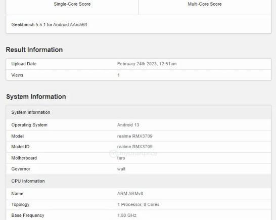Характеристики Realme GT 3 с мощностью зарядки 240 Вт раскрыты в Geekbench за несколько дней до официальной презентации